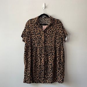 Leopard Print Smock Dress